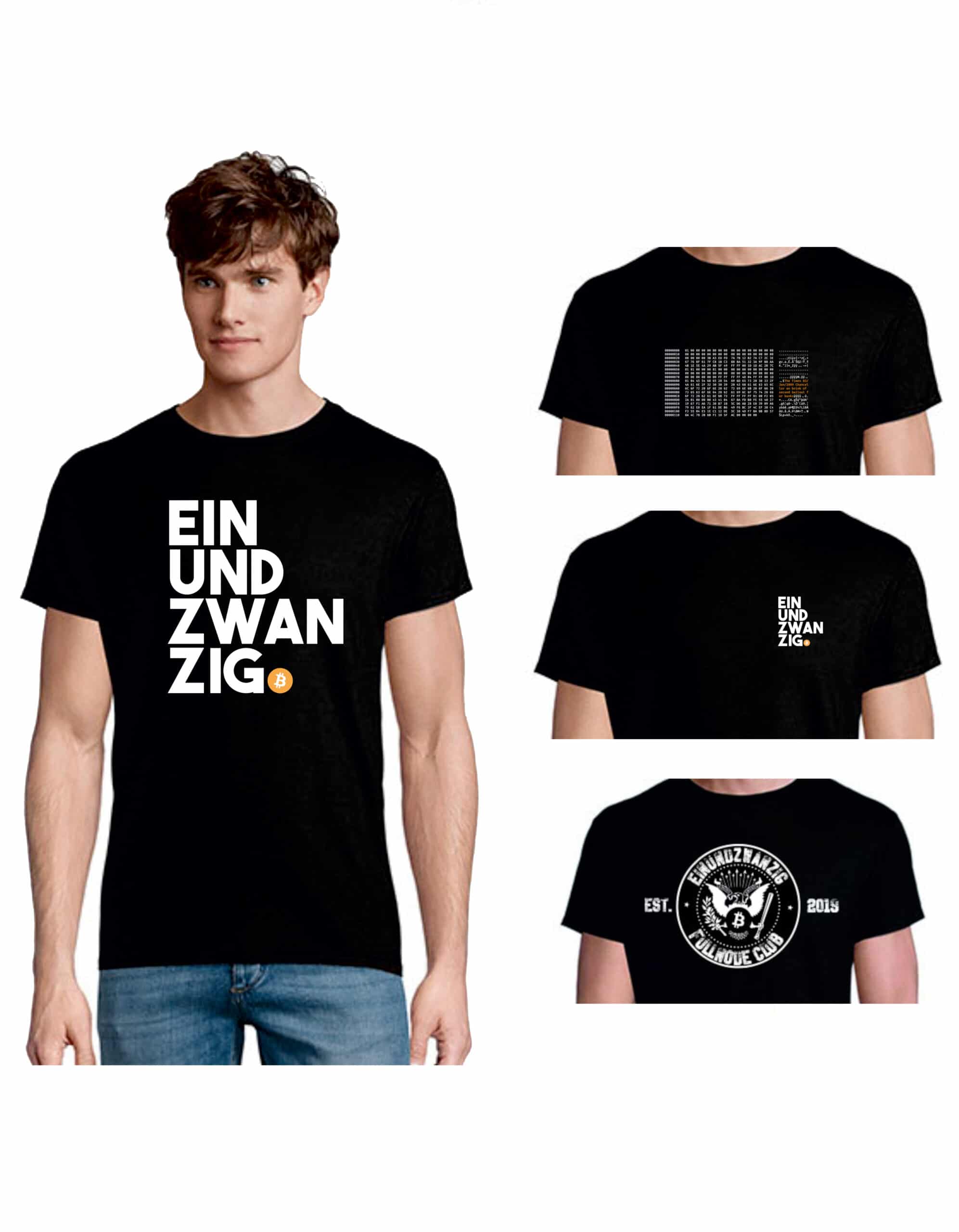 T-Shirt in verschiedenen Einundzwanzig Designs - schwarz, Bio